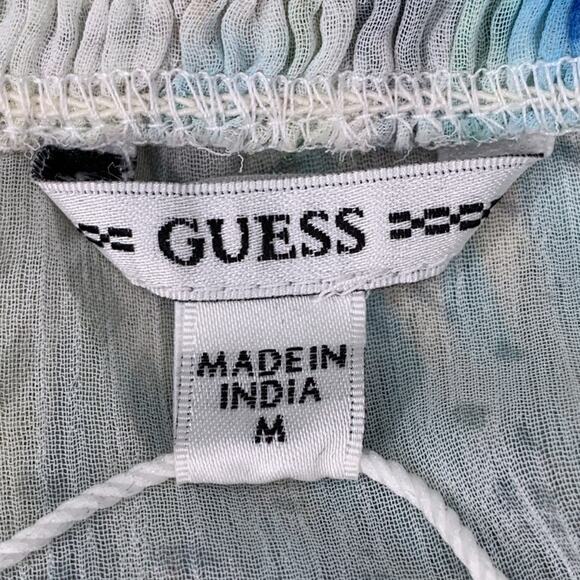 Guess NWT Charisse Chiffon Blouse Long Sleeve Tropical Print High Low Size M - Picture 12 of 14